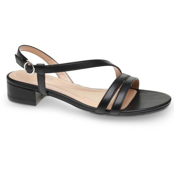 Easy Spirit Black Glenni Strappy Women\'s Sandals Kitten Like Heel